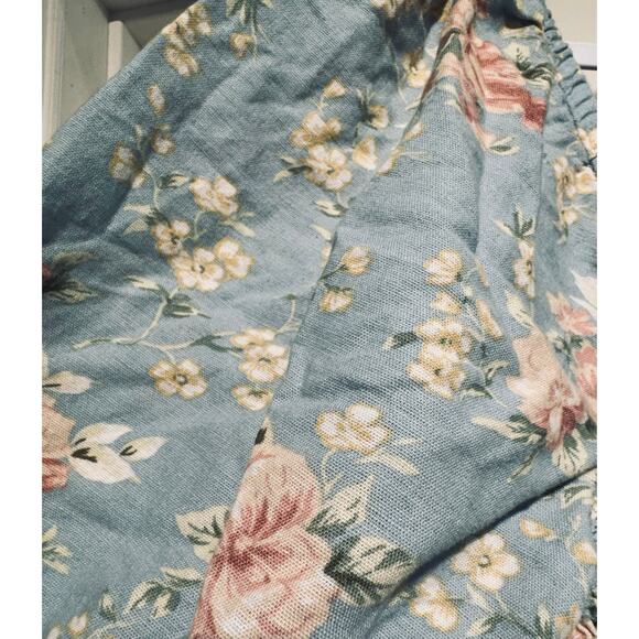 American Eagle Floral Pattern Shirred Crop Top Cotton/Linen Blend Size XL - Picture 7 of 10